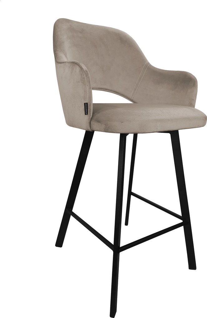 Hoker Milano krzesło barowe tkanina Welur podstawa metalowa : Kolor nogi - Czarna profil, Kolor tkaniny - VELVET - MG09, Typ siedziska - Siedzisko stałe