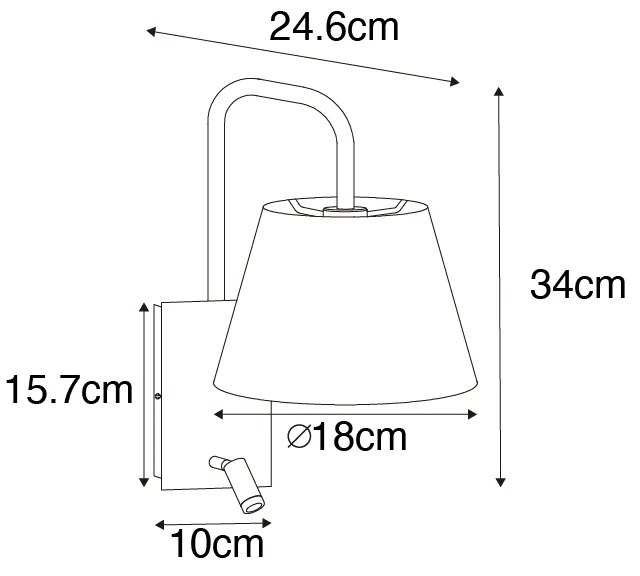 Nowoczesna lampa ścienna biało-brązowa z lampką do czytania - Renier Nowoczesny Oswietlenie wewnetrzne