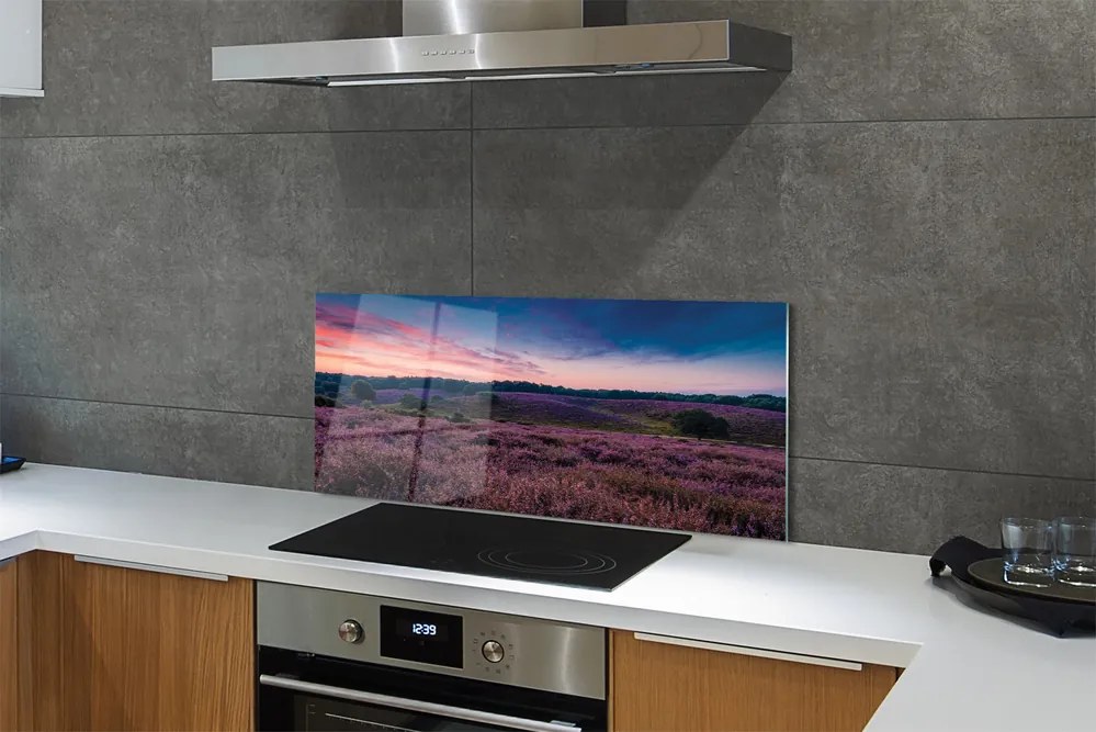 Panel Kuchenny Szklany Pejzaż z Wrzosami