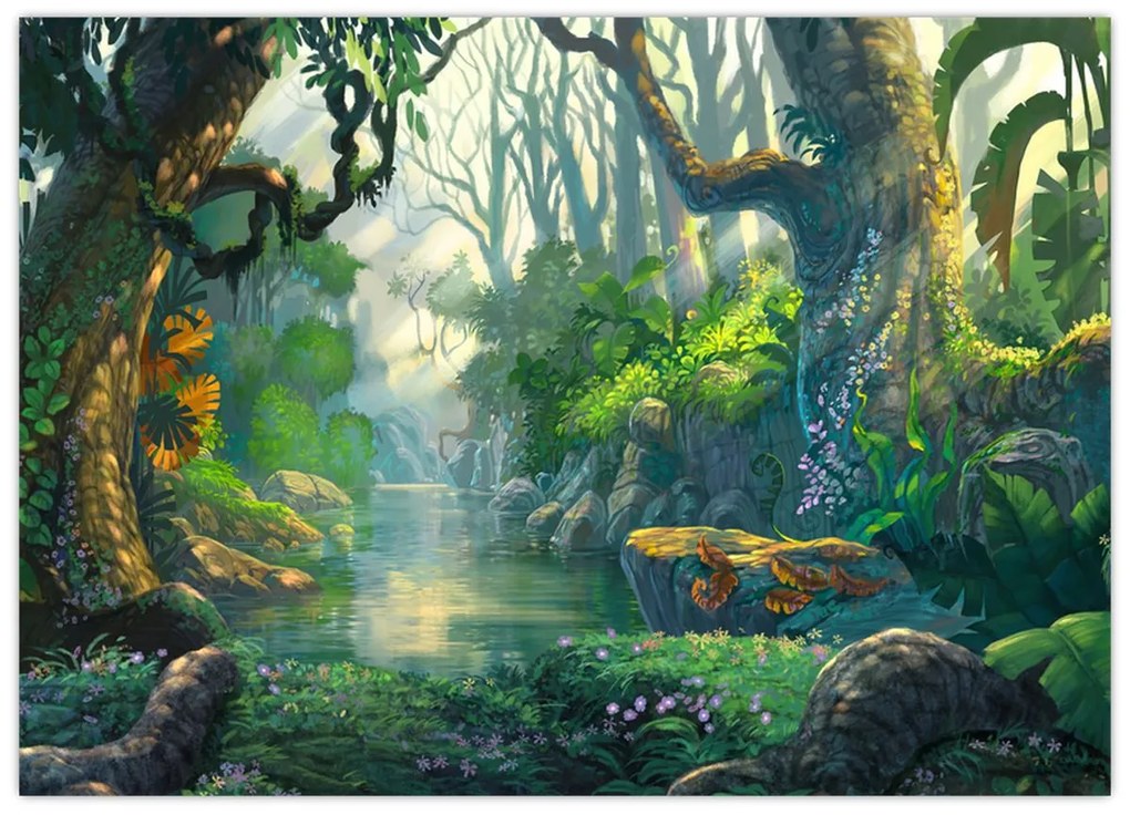 Obraz - Ilustracja lasu tropikalnego (70x50 cm)