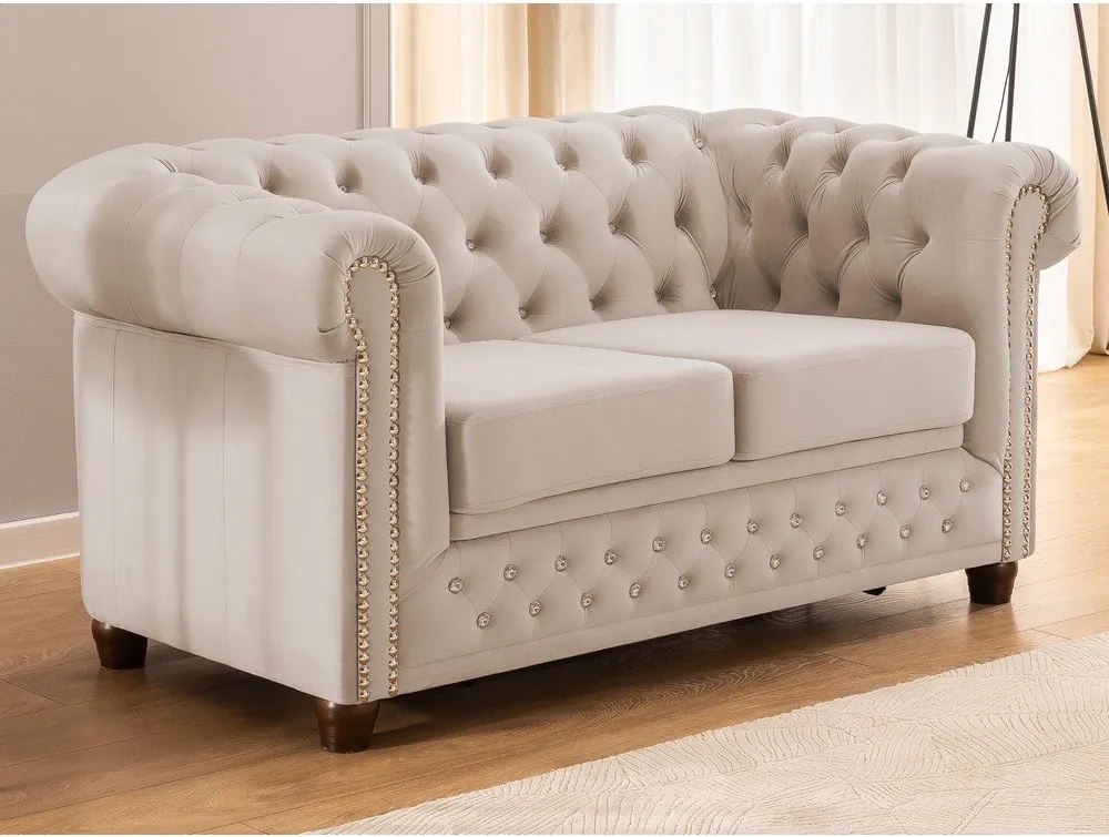 Beżowa aksamitna rozkładana sofa 148 cm York Blik – Ropez