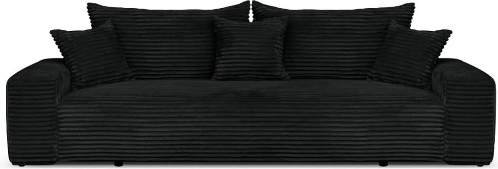 Sofa Wielofunkcyjna Cordo z Pojemnikiem w Czarnym Welurowym Sztruksie 265 cm - Sofiland