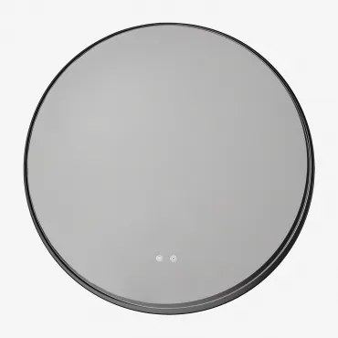 Lustro Ścienne Okrągłe Ø80 Cm Do Łazienki Z Oświetleniem Led I Funkcją Przeciwmgielną Kimacs Czarna - Sklum
