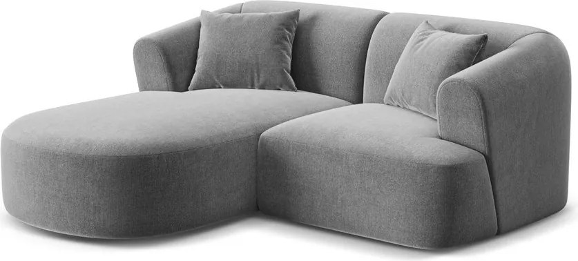 Jasnoszary aksamitny narożnik (lewostronny/z szezlongiem) Campi – Cosmopolitan Design