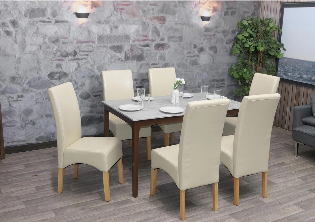 Krzesło do jadalni Crotone (zestaw 6 sztuk),  kremowy, jasne nogi