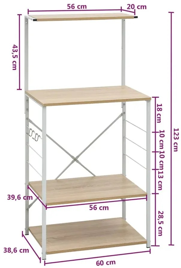Regał kuchenny na mikrofalówkę biały + dąb S0-B69