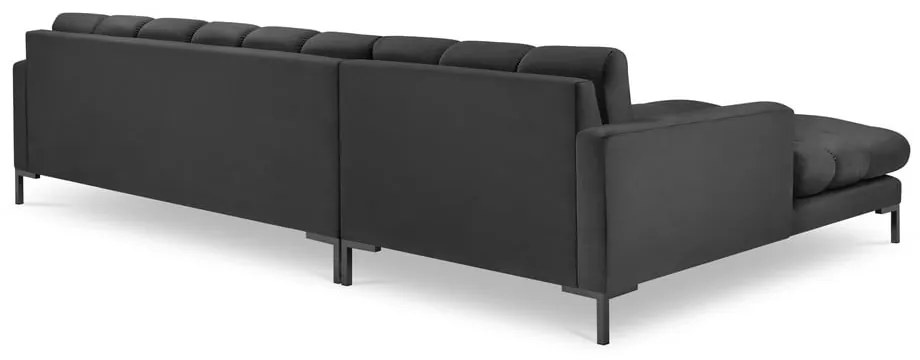 Ciemnoszary aksamitny narożnik Cosmopolitan Design Bali, lewostronny