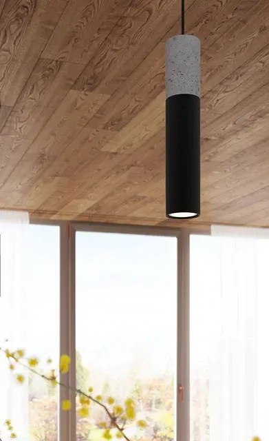 Czarna industrialna lampa wisząca tuba - S756 B1-N15