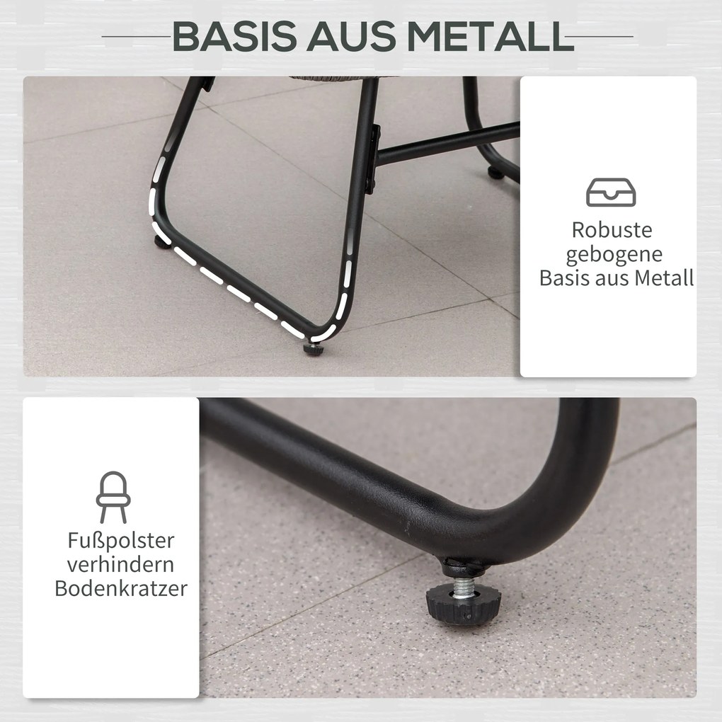 Outsunny zestaw dwóch foteli rattanowych ze taboretem, stal, kolor szary, 69 x 76 x 70 cm