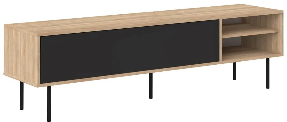 Czarna szafka pod TV w dekorze dębu 165x40 cm Ampère – TemaHome