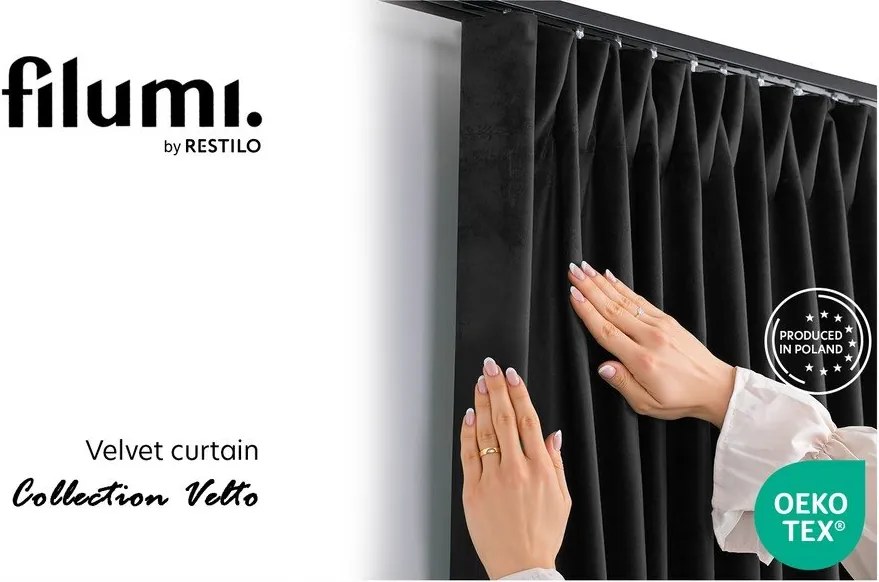 Czarna aksamitna zasłona częściowo zaciemniająca (dimout) 140x225 cm Velto – Filumi