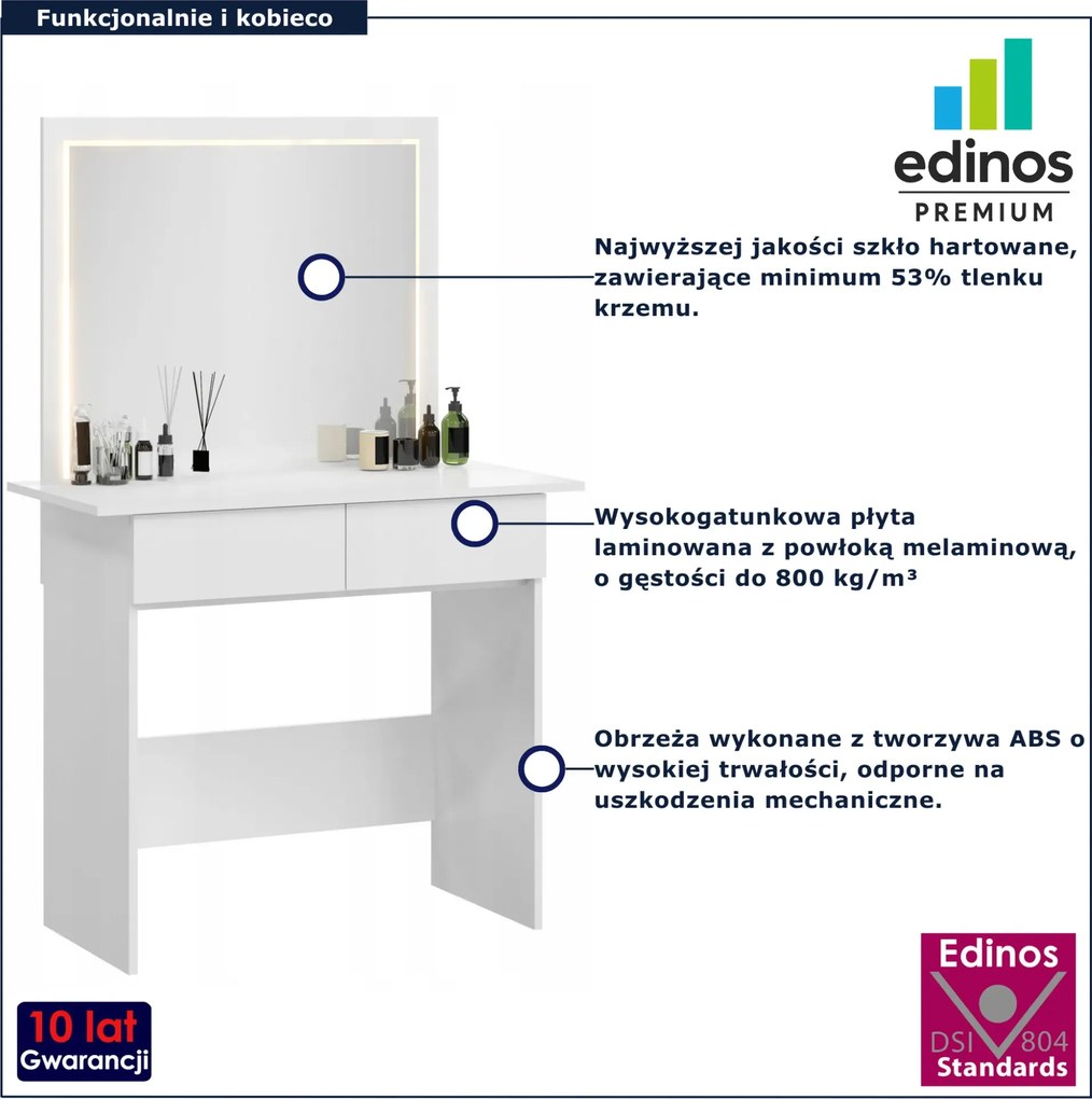 Biała toaletka z lustrem L0-L42