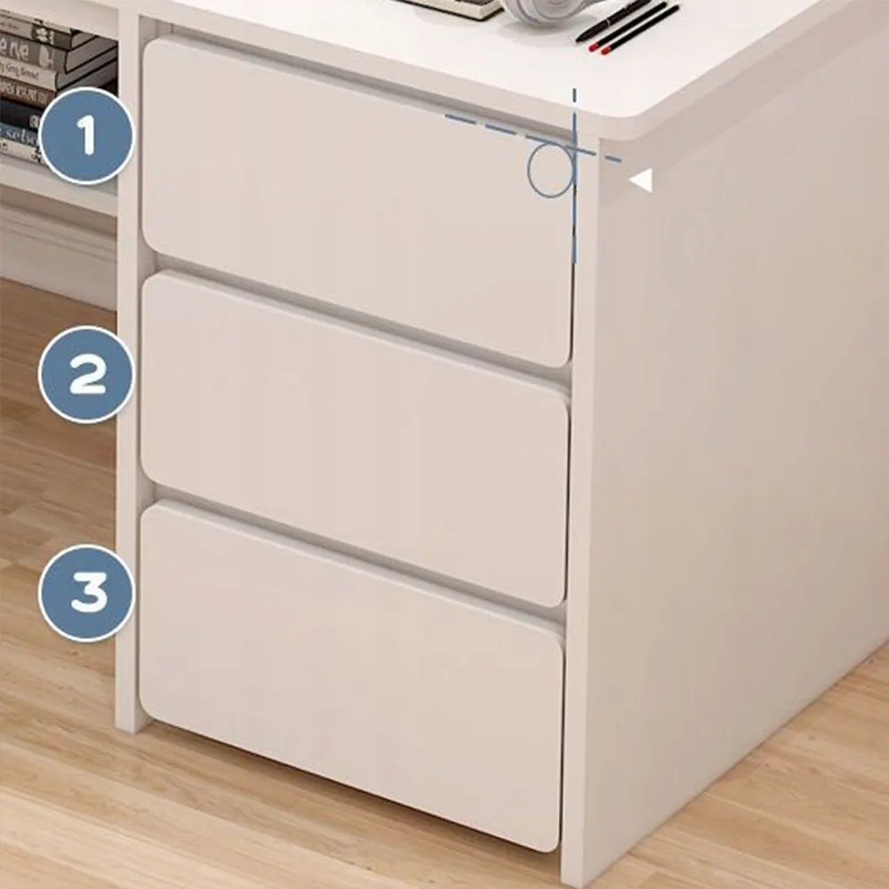 Minimalistyczne białe biurko z półkami - 120x50x73 cm, idealne do małych przestrzeni, pracy i nauki