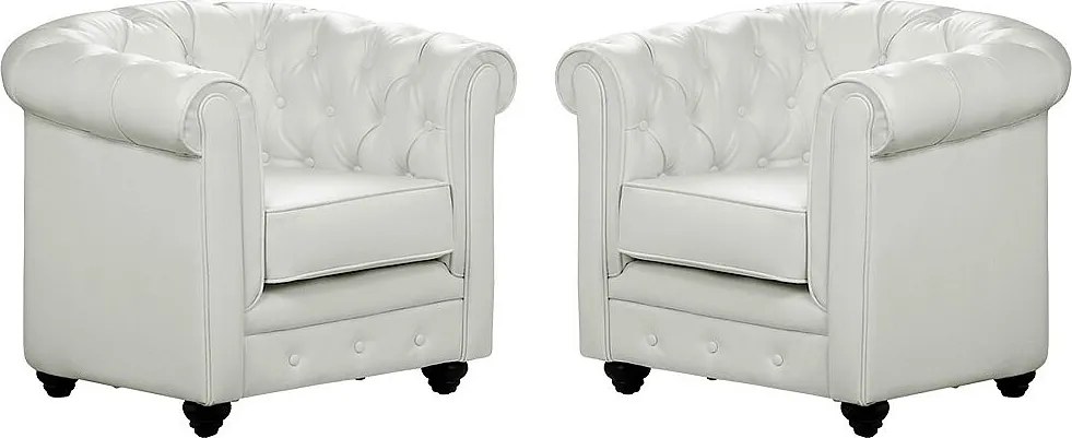 Komplet 2 foteli CHESTERFIELD - Z ekoskóry - Biały
