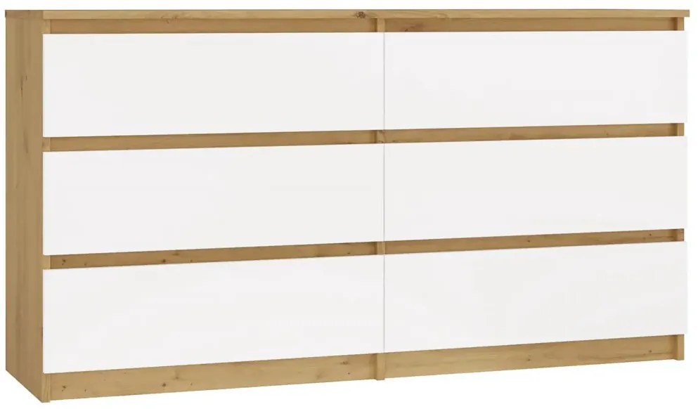 Stylowa komoda w nowoczesnym stylu biały + dąb artisan - Berta 2X 140 cm