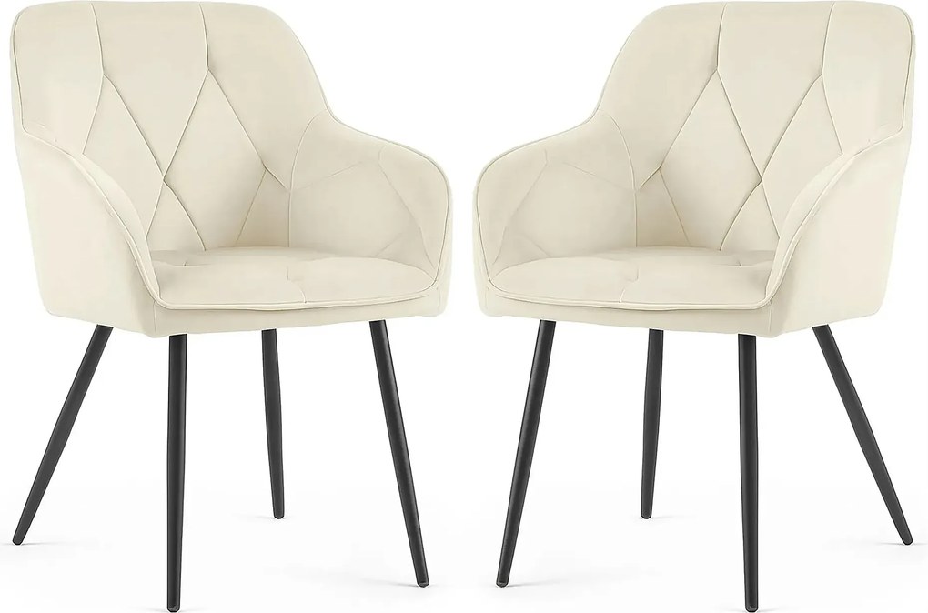 Zestaw 4 kremowych krzeseł tapicerowanych welurem L0-G34