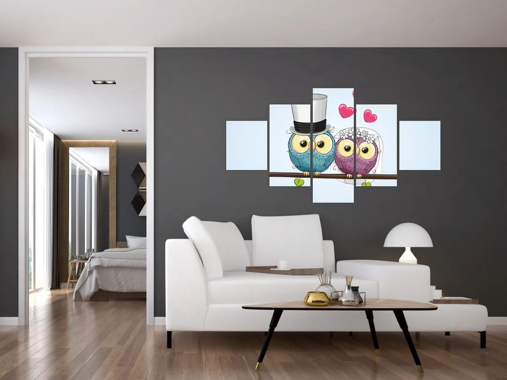 Obraz - Zakochane sowy (125x70 cm)