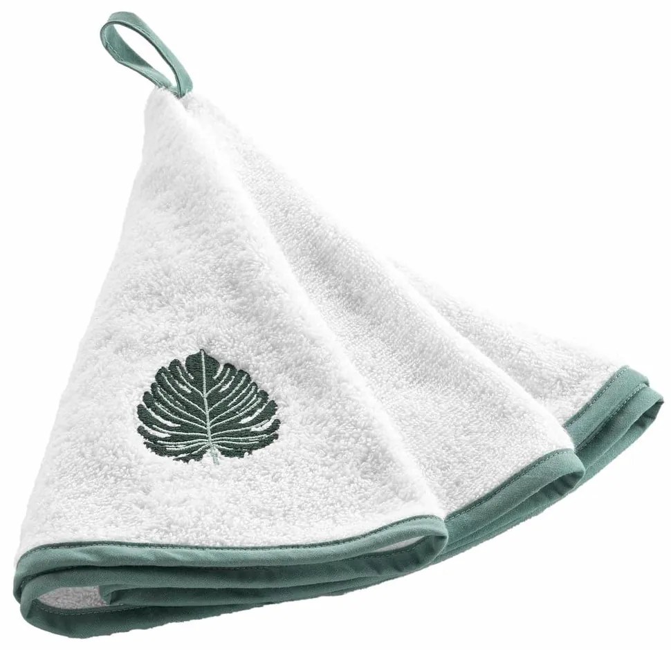 Biało-zielony bawełniany ręcznik frotte 60 cm Ardenia – douceur d'intérieur