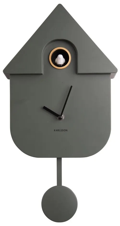 Zielony wahadłowy zegar ścienny Karlsson Modern Cuckoo, 21,5x41,5 cm
