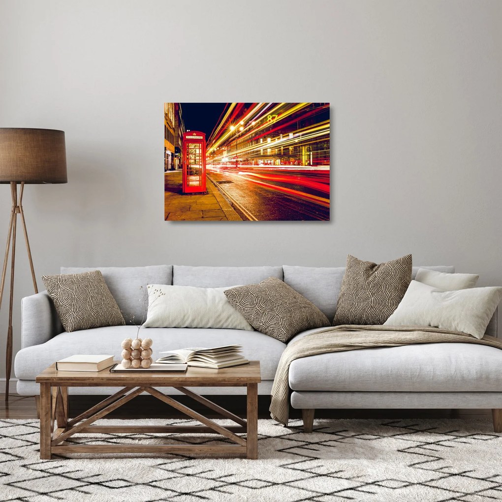 Obraz na szkle - czerwona budka telefoniczna w Londynie (70x50 cm)