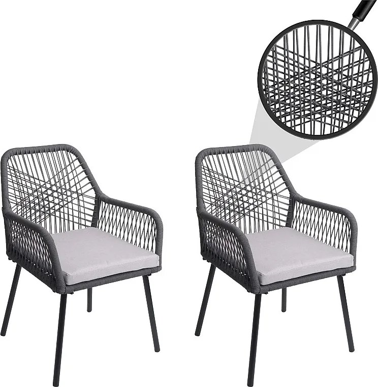 Krzesło ogrodowe MCW-O12 (zestaw 2 sztuk),  antracyt, pokrowiec szary