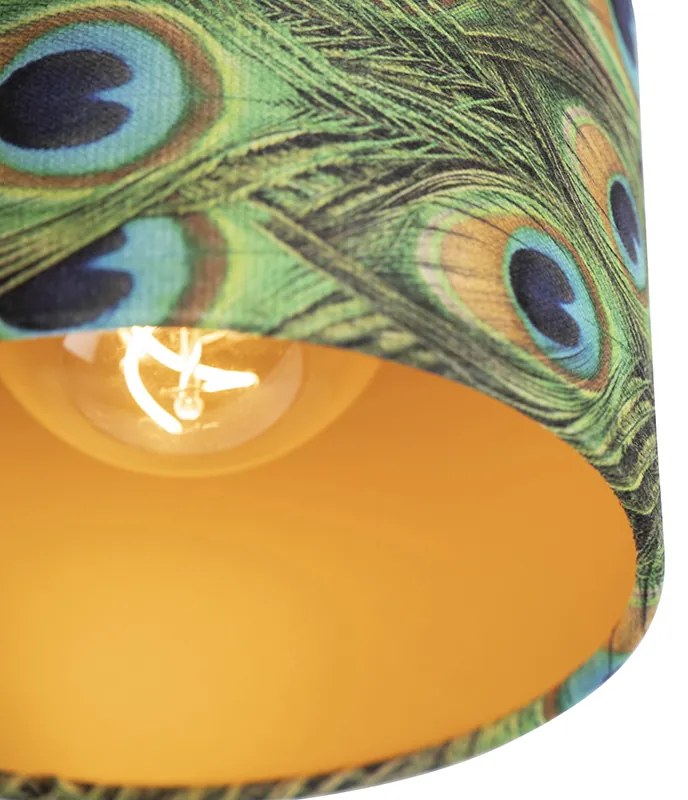 Lampa sufitowa z abażurem z aksamitu w kolorze pawia ze złotem 20 cm - Combi Black klasyczny/Antyczny Oswietlenie wewnetrzne