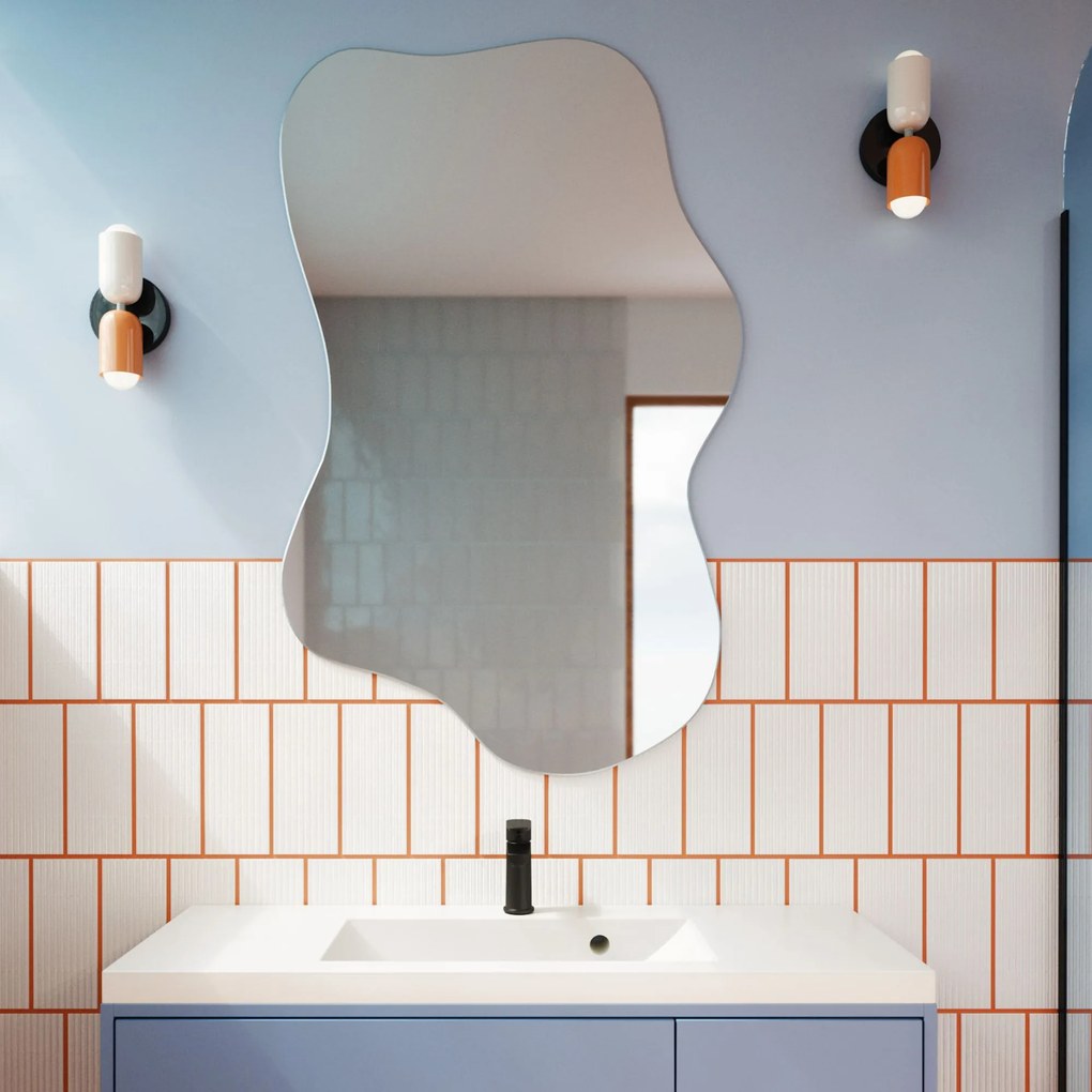 Lustro dekoracyjne o nieregularnym kształcie bez podświetlenia FLOW Lift | Różne rozmiary | Różne kolory : Kolor tafli szkła - Grafit, Rozmiar - 120 x 158 cm