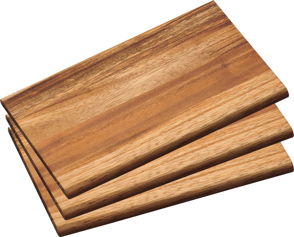 Tace do serwowania przekąsek, 3 sztuki w komplecie, drewno akacjowe, 23 x 15 cm, Kesper