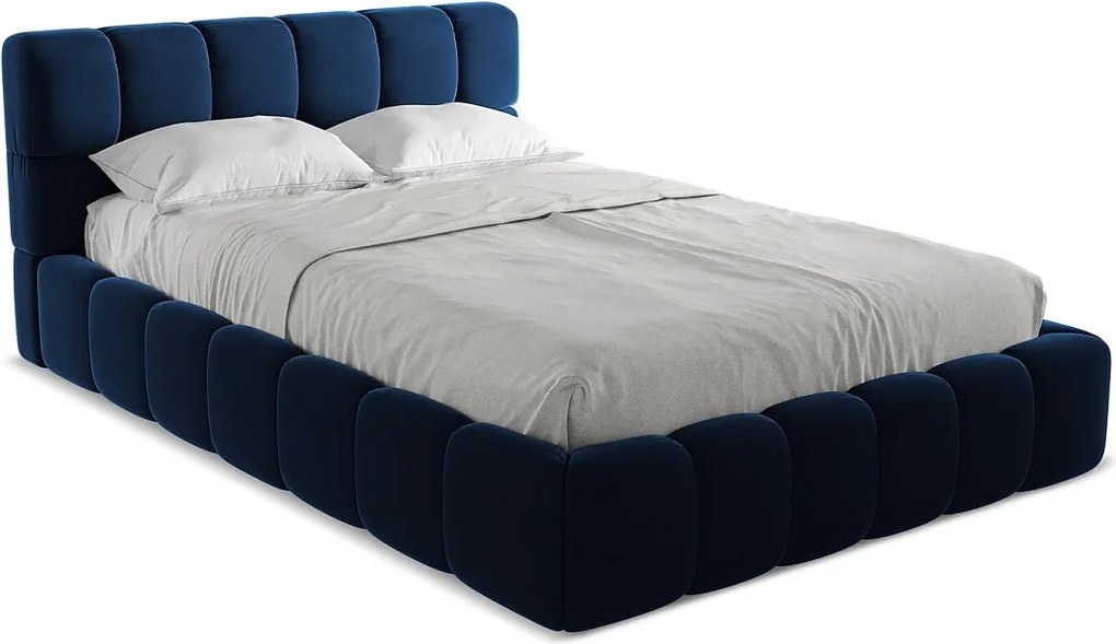 Łóżko 160 x 228 - z weluru - królewski niebieski - NALU