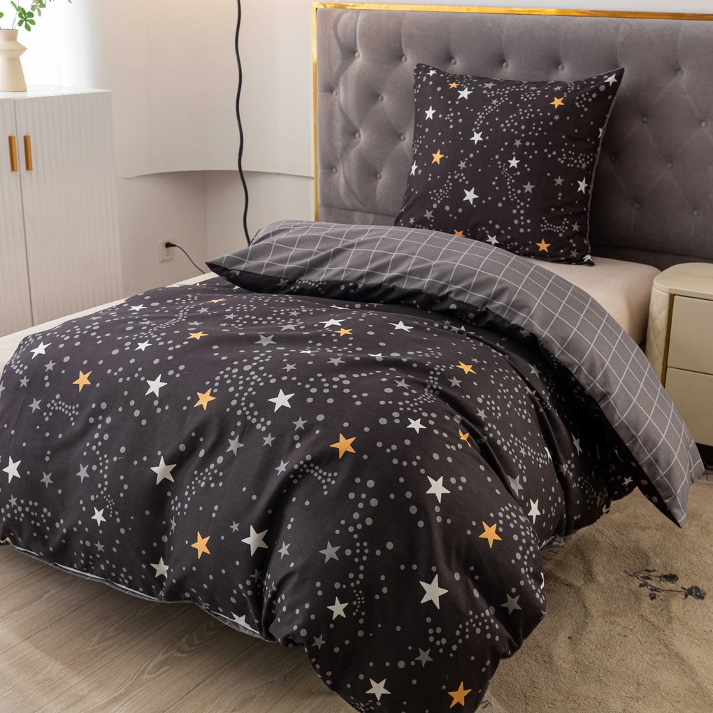 PrzytulneMieszkanie.pl PrzytulneMieszkanie.pl Flanelowa pościel z mikrofibry STELLAR ciemnoszara Rozmiar pościeli: 70 x 90 cm | 140 x 200 cm