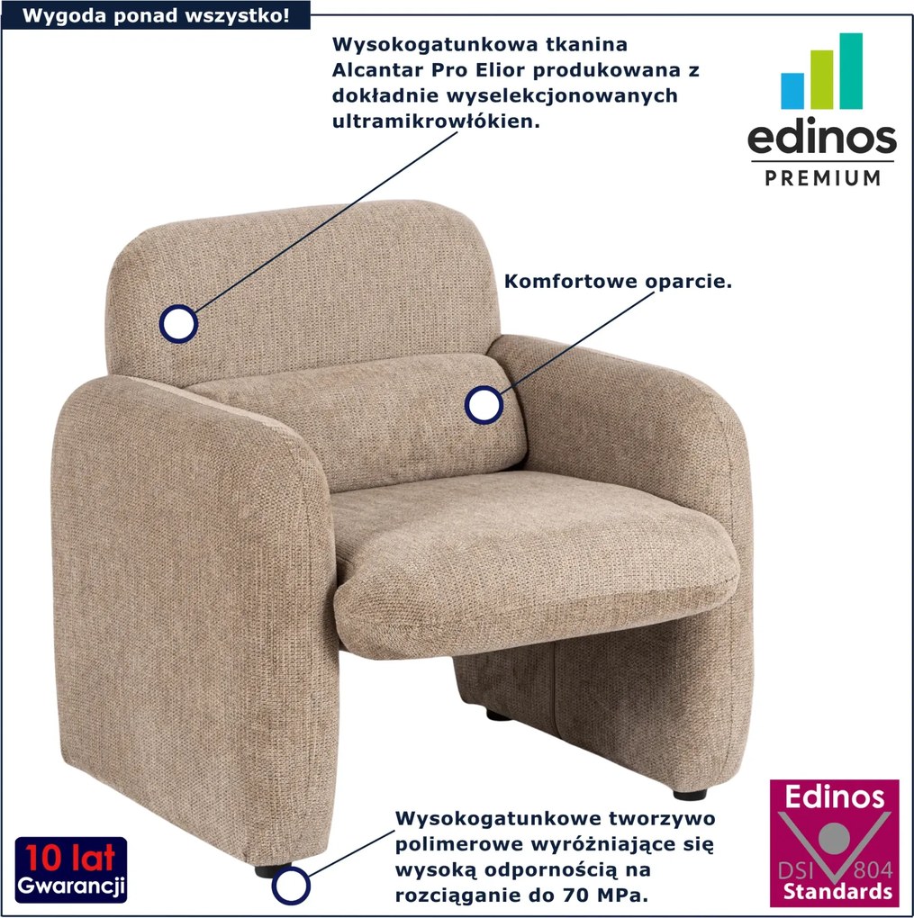 Ciemnobeżowy fotel wypoczynkowy do pokoju N3-R82