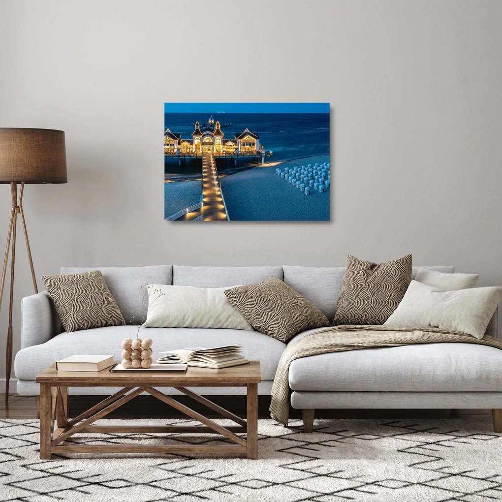 Obraz na szkle - hotel na plaży (70x50 cm)