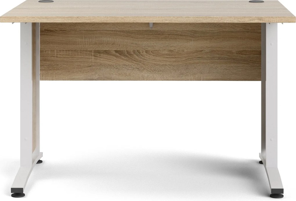 Biurko proste Prima dąb sonoma 120 białe nogi