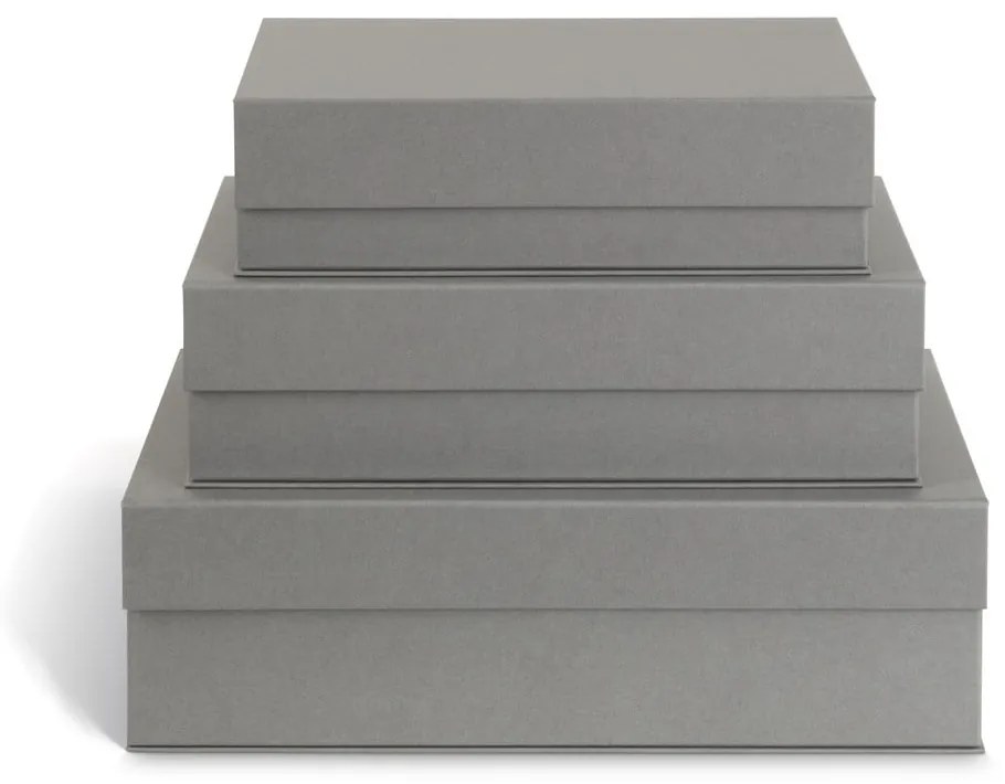 Szare kartonowe pojemniki zestaw 3 szt. z pokrywką 42,5x29,5x13 cm Kian Paper Laminate – Bigso