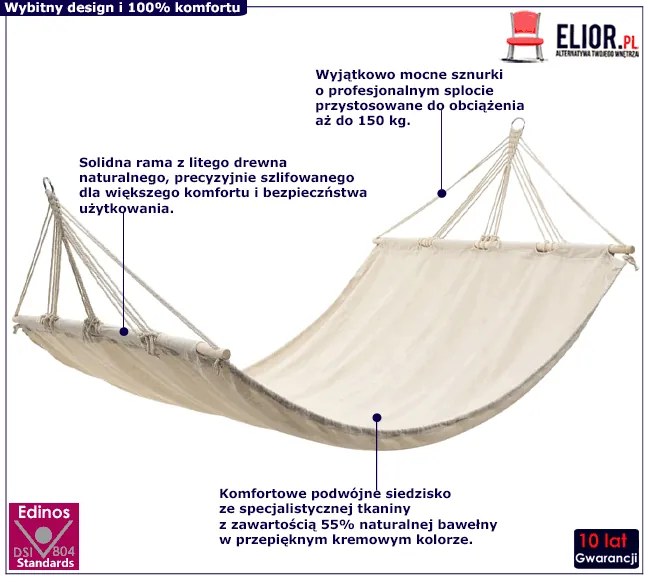 Kremowy hamak z drążkiem D3-K73