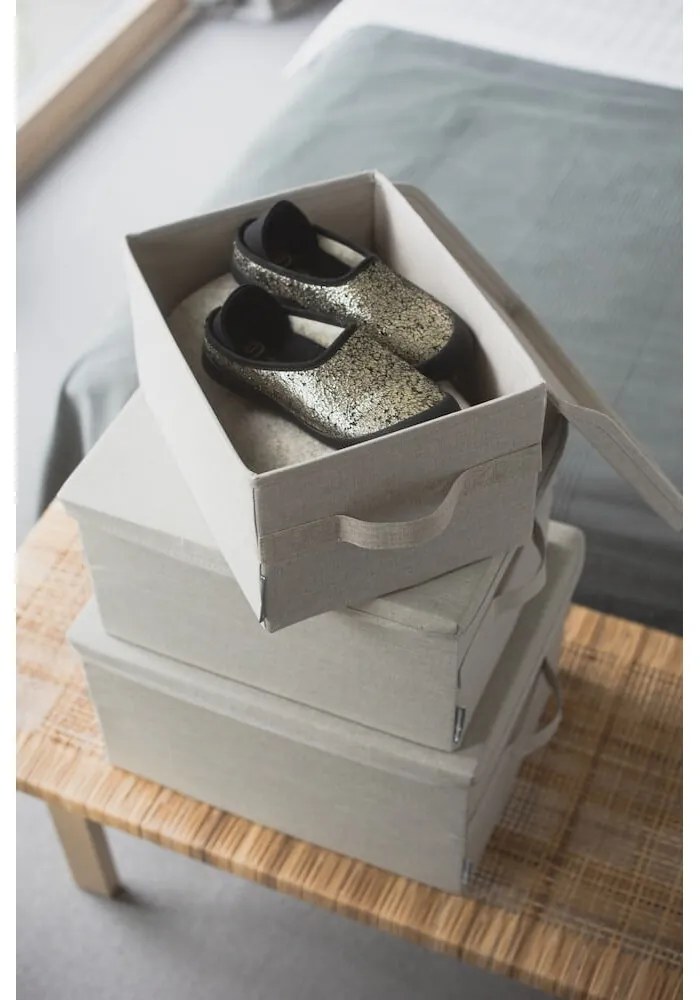 Beżowy tekstylny pojemnik z pokrywką 35x26x19 cm Soft Storage – Bigso