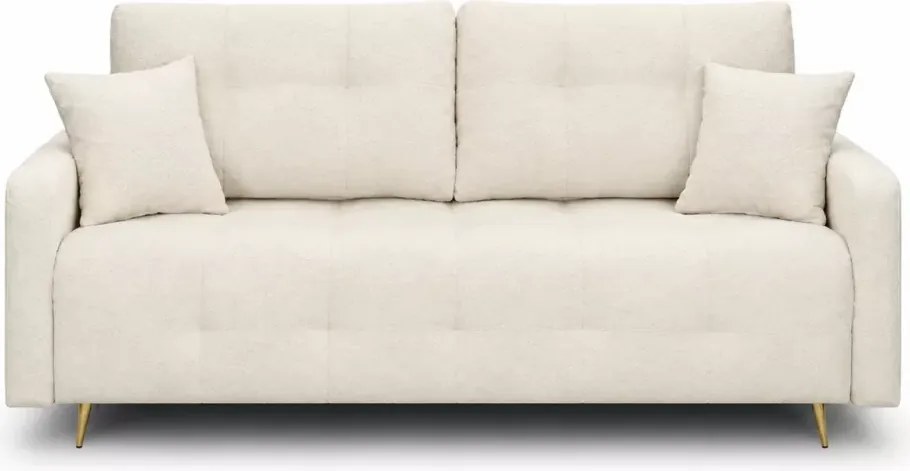 Nowoczesna sofa Elivo z funkcją spania i pojemnikiem na pościel w kolorze beżowym