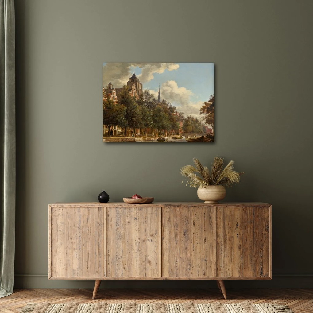 Obraz - Jan van der Heyden, View Down a Dutch Canal, reprodukcje (70x50 cm)