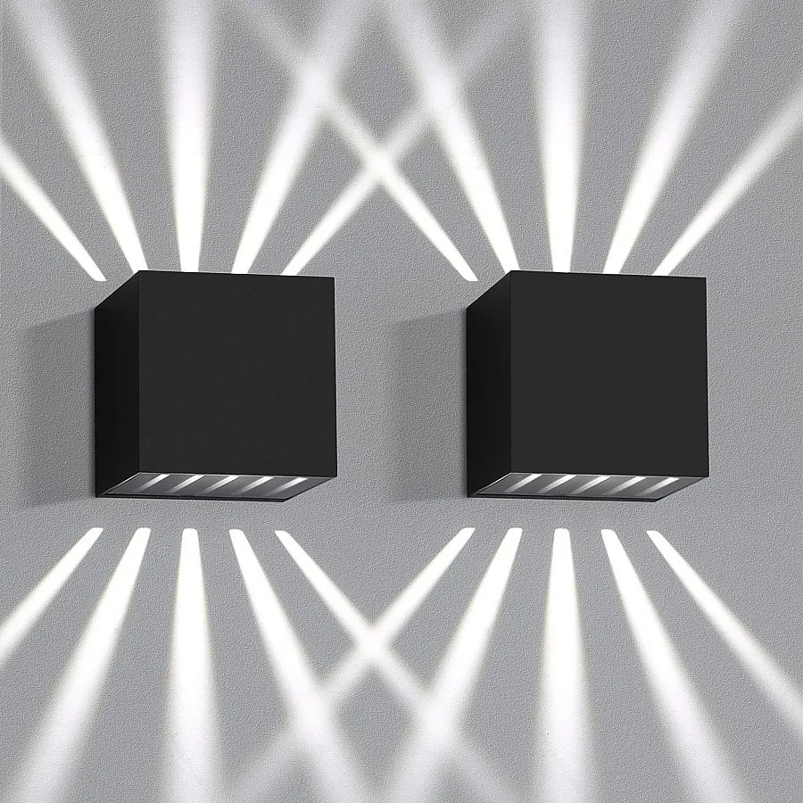 NETTLIFE 2 szt. Kinkiet LED do użytku wewnętrznego i zewnętrznego – czarny Lampa zewnętrzna IP65 Wodoodporny kinkiet zewnętrzny 3000 K Zimna biel Góra dół 10 W