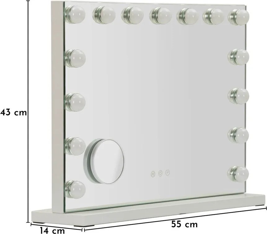 Lustro ścienne w oświetleniem i półką 55x43 cm Hollywood – Mauro Ferretti