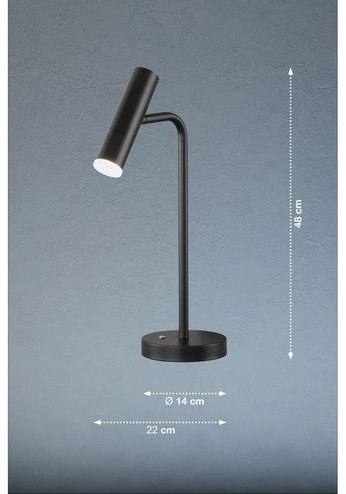 Czarna lampa stołowa LED ze ściemniaczem (wysokość 48 cm) Stina – Fischer & Honsel