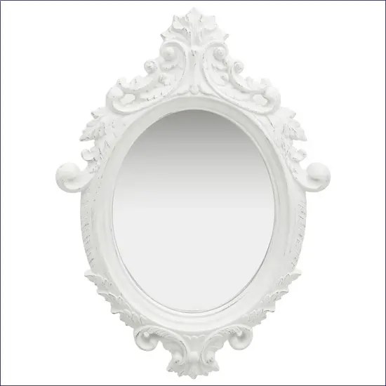 Białe lustro w rustykalnej ramie D4-W61