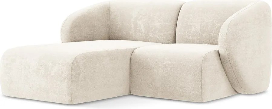 Beżowy narożnik z tkaniny szenilowej (lewostronny/z szezlongiem) Lani – Makamii