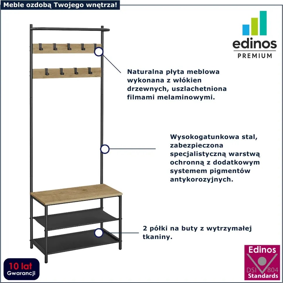 Wieszak z szafką na buty dąb artisan E3-H76