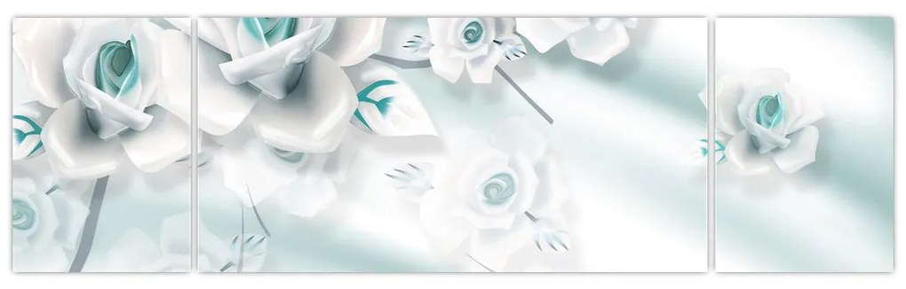 Obraz - Turkusowe kwiaty róży (170x50 cm)