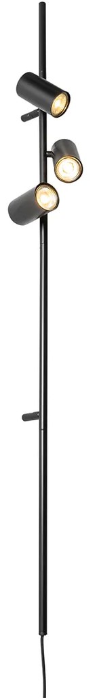 Inteligentna lampa ścienna czarna z włącznikiem nożnym, 3-źródłowa, z 3 Wifi GU10 50mm - Jeana Luxe Nowoczesny Oswietlenie wewnetrzne