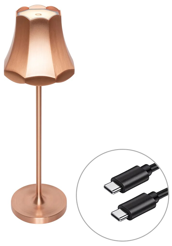 Zewnetrzna Retro Lampa stołowa miedziana ładowalna IP44 - Granny Retro Oswietlenie zewnetrzne