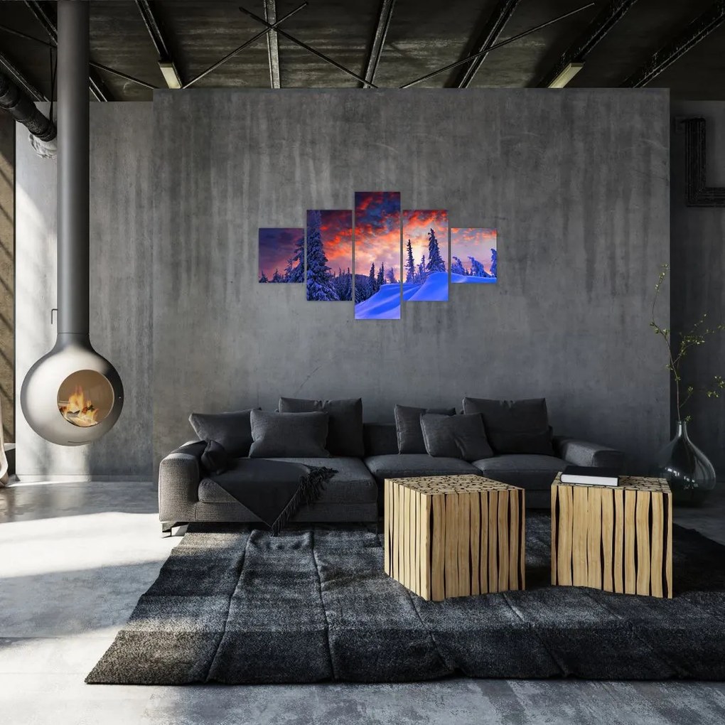 Obraz - Zimowy zmierzch (125x70 cm)