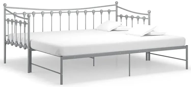 Szare rozkładane łóżko metalowe 90x200 cm H1-N77
