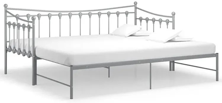 Szare rozkładane łóżko metalowe 90x200 cm - Sawga